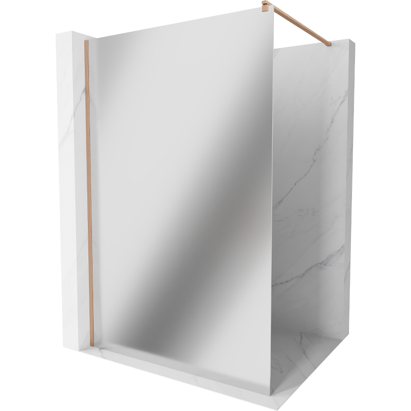 Mexen Kioto ścianka prysznicowa Walk-in 130 x 200 cm, lustro 8 mm, miedź szczotkowana - 800-130-101-65-50