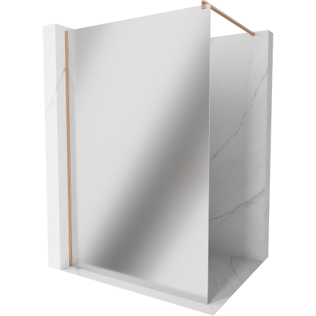 Mexen Kioto paroi de douche Walk-in 130 x 200 cm, miroir 8 mm, cuivre brossé - 800-130-101-65-50