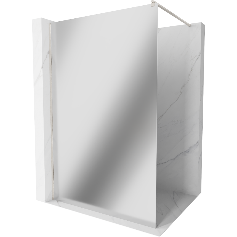 Mexen Kioto suihkuseinä Walk-in 130 x 200 cm, peili 8 mm, harjattu nikkeli - 800-130-101-97-50