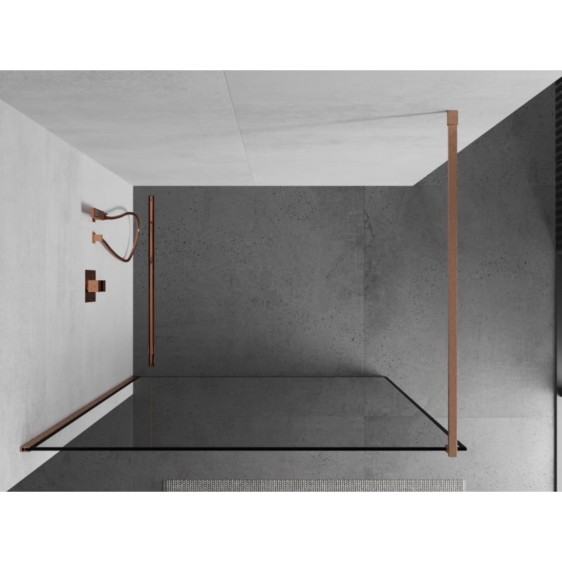 Mexen Kioto dušisein Walk-in 60 x 200 cm, must raam 8 mm, harjatud vask - 800-060-101-65-70