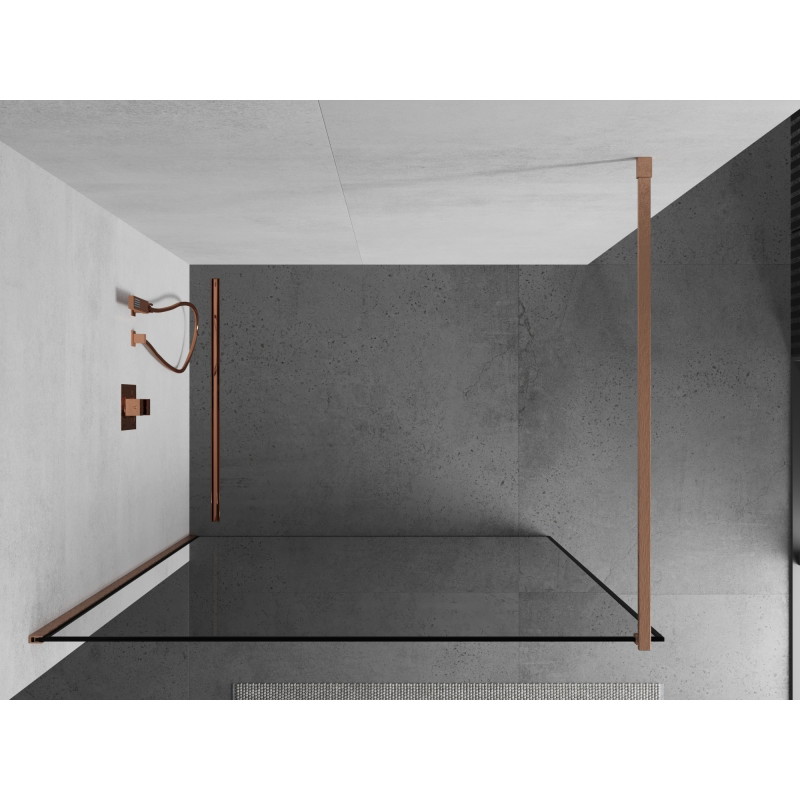 Mexen Kioto dušisein Walk-in 90 x 200 cm, must raam 8 mm, harjatud vask - 800-090-101-65-70