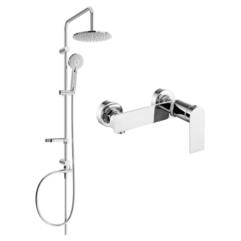 Mexen Carl ensemble de douche en saillie avec douchette ciel de pluie et robinet de douche Zero, chrome - 71140240-00