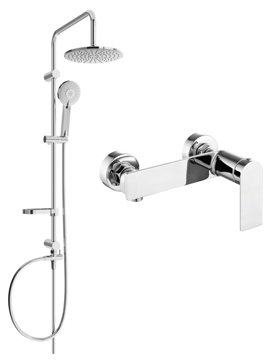 Mexen Carl zestaw prysznicowy natynkowy z deszczownicą i baterią prysznicową Zero, chrom - 71140240-00