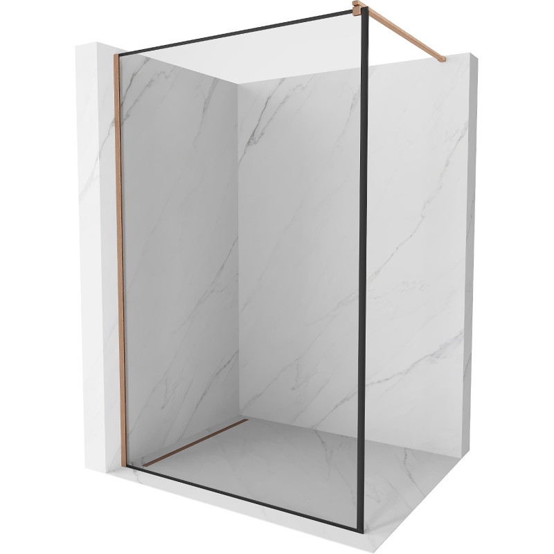 Mexen Kioto dušisein Walk-in 130 x 200 cm, must raam 8 mm, harjatud vask - 800-130-101-65-70