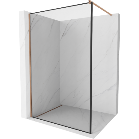 Mexen Kioto Walk-in Shower Panel 140 x 200 cm, Black Frame 8 mm, Brushed Copper - 800-140-101-65-70