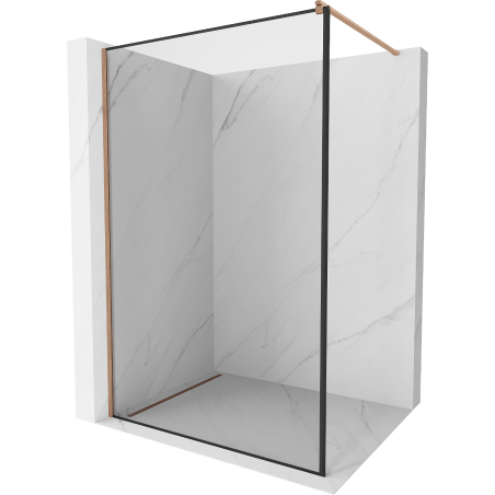 Mexen Kioto paroi de douche Walk-in 160 x 200 cm, cadre noir 8 mm, cuivre brossé - 800-160-101-65-70