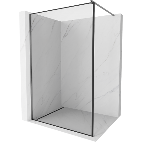 Mexen Kioto Walk-in Shower Wall 80 x 200 cm, Black Frame 8 mm, Brushed Gun Gray - 800-080-101-66-70