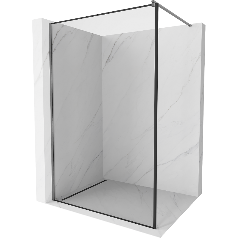 Mexen Kioto parede de chuveiro Walk-in 160 x 200 cm, moldura preta 8 mm, cinza escovado - 800-160-101-66-70