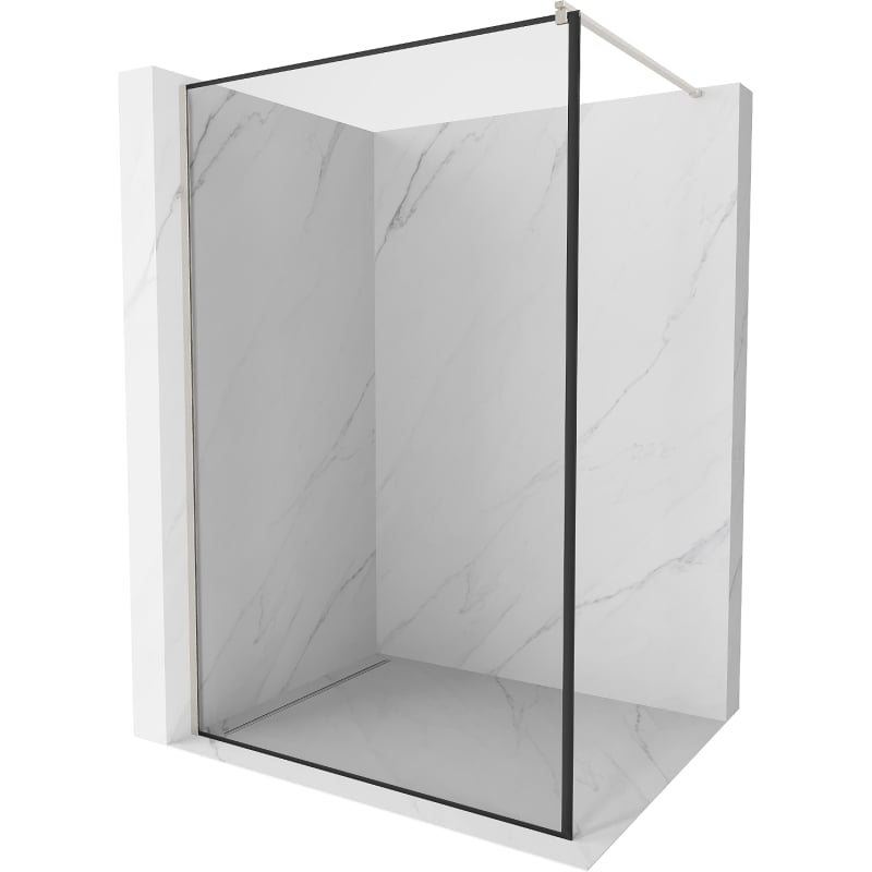 Mexen Kioto Dušinurk Walk-in 120 x 200 cm, must raam 8 mm, harjatud nikkel - 800-120-101-97-70