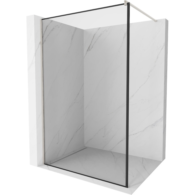 Mexen Kioto dušisein Walk-in 130 x 200 cm, must raam 8 mm, harjatud nikkel - 800-130-101-97-70