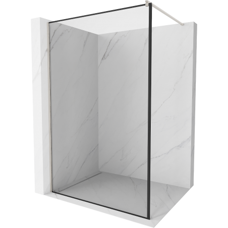 Mexen Kioto Duschwand Walk-in 140 x 200 cm, schwarzer Rahmen 8 mm, gebürsteter Nickel - 800-140-101-97-70