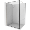 Mexen Kioto Duschwand Walk-in 140 x 200 cm, schwarzer Rahmen 8 mm, gebürsteter Nickel - 800-140-101-97-70