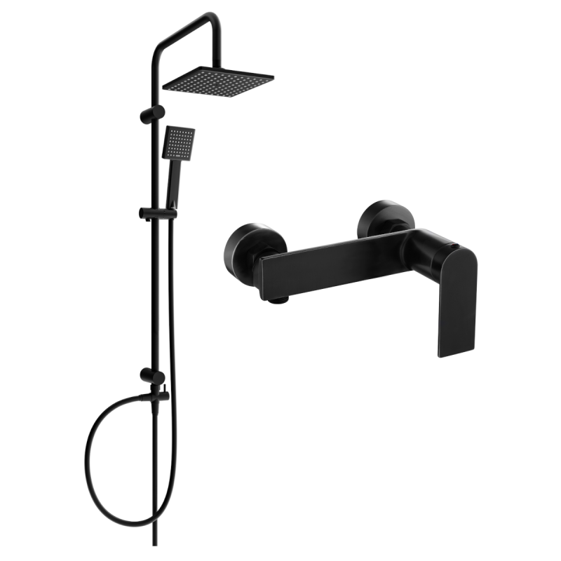 Mexen Tord Aufputz-Duschset mit Regendusche und Duscharmatur Zero, schwarz - 71140200-70