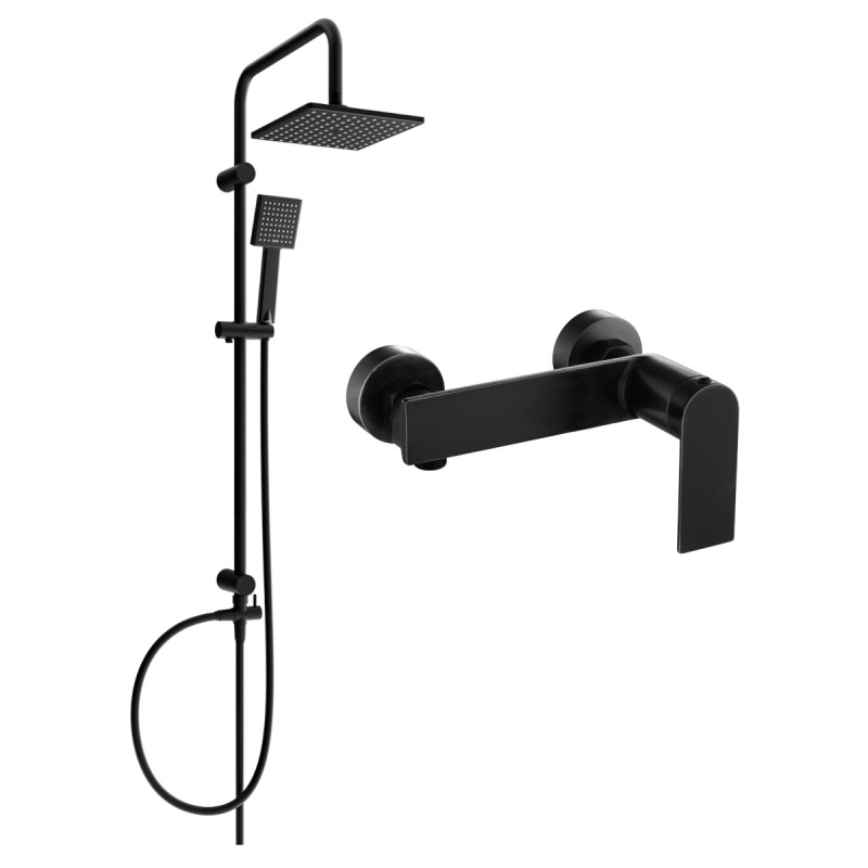 Mexen Zero Tord exposed shower set with rain shower and shower faucet, black - 71140200-70