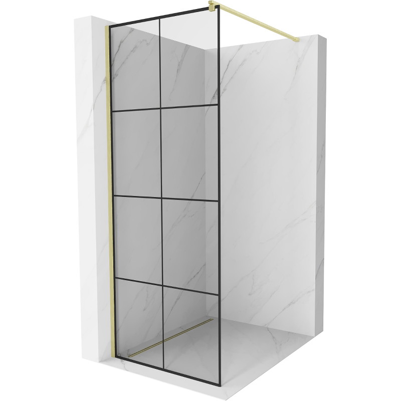 Mexen Kioto dušisein Walk-in 70 x 200 cm, must ruuduline 8 mm, kuldne harjatud - 800-070-101-55-77