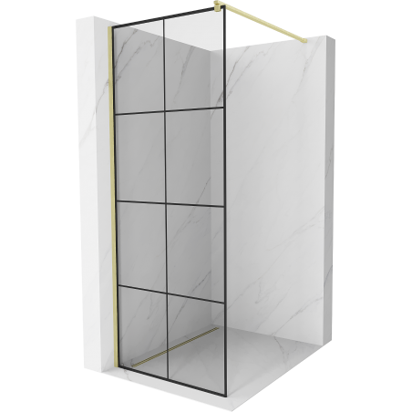 Mexen Kioto Paroi de douche Walk-in 70 x 200 cm, grille noire 8 mm, or brossé - 800-070-101-55-77