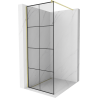 Mexen Kioto douchewand Walk-in 70 x 200 cm, zwart raster 8 mm, goud geborsteld - 800-070-101-55-77