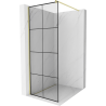 Mexen Kioto Walk-in Shower Wall 70 x 200 cm, Black Pattern 8 mm, Brushed Gold - 800-070-101-55-77