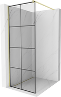 Mexen Kioto Paroi de douche Walk-in 70 x 200 cm, grille noire 8 mm, or brossé - 800-070-101-55-77