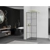 Mexen Kioto Paroi de douche Walk-in 90 x 200 cm, grille noire 8 mm, or brossé - 800-090-101-55-77