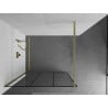 Mexen Kioto Paroi de douche Walk-in 100 x 200 cm, carreaux noirs 8 mm, or brossé - 800-100-101-55-77