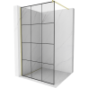 Mexen Kioto douchewand Walk-in 110 x 200 cm, zwart raster 8 mm, goud geborsteld - 800-110-101-55-77