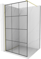 Mexen Kioto Walk-in tuš pregrada 110 x 200 cm, crna mreža 8 mm, zlatni brušeni - 800-110-101-55-77