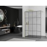 Mexen Kioto ścianka prysznicowa Walk-in 140 x 200 cm, czarna kratka 8 mm, złota szczotkowana - 800-140-101-55-77