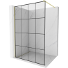 Mexen Kioto Walk-in Shower Screen 150 x 200 cm, Black Grid 8 mm, Brushed Gold - 800-150-101-55-77