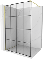 Mexen Kioto Stijena za tuš Walk-in 150 x 200 cm, crna mreža 8 mm, zlatna četkana - 800-150-101-55-77