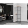 Mexen Kioto Walk-in Shower Panel 70 x 200 cm, Black Pattern 8 mm, Brushed Copper - 800-070-101-65-77