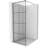 Mexen Kioto Walk-in Shower Screen 80 x 200 cm, Black Grid 8 mm, Brushed Copper - 800-080-101-65-77