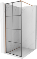 Mexen Kioto paroi de douche Walk-in 80 x 200 cm, grille noire 8 mm, cuivre brossé - 800-080-101-65-77
