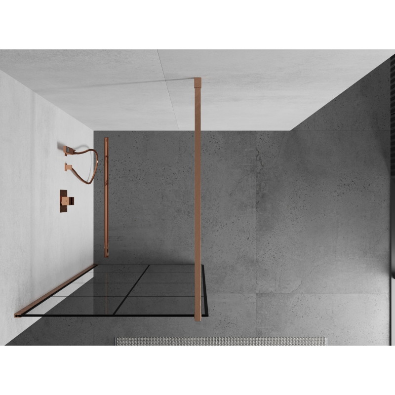 Mexen Kioto dušisein Walk-in 90 x 200 cm, must ruudustik 8 mm, harjatud vask - 800-090-101-65-77