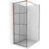 Mexen Kioto douchewand Walk-in 90 x 200 cm, zwart raster 8 mm, geborsteld koper - 800-090-101-65-77