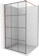 Mexen Kioto Walk-in tuš stijena 110 x 200 cm, crna mreža 8 mm, brušeni bakar - 800-110-101-65-77