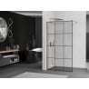 Mexen Kioto Duschwand Walk-in 120 x 200 cm, schwarzes Raster 8 mm, gebürstetes Kupfer - 800-120-101-65-77