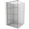 Mexen Kioto Duschwand Walk-in 120 x 200 cm, schwarzes Raster 8 mm, gebürstetes Kupfer - 800-120-101-65-77