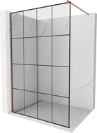 Mexen Kioto Zid tuš kabine Walk-in 140 x 200 cm, crna rešetka 8 mm, brušeni bakar - 800-140-101-65-77