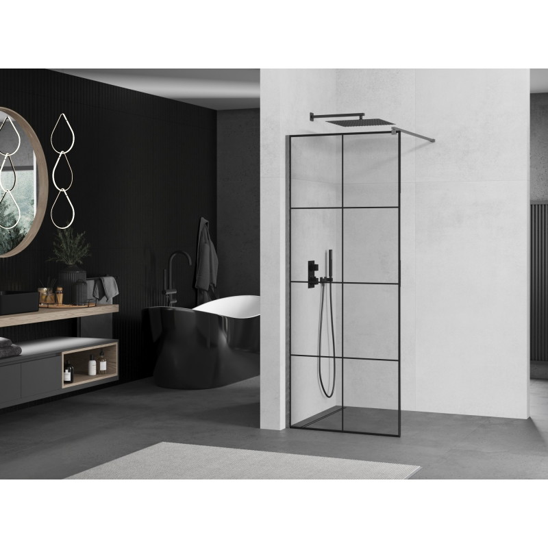 Mexen Kioto dušisein Walk-in 70 x 200 cm, must võrk 8 mm, harjatud relv-hall - 800-070-101-66-77