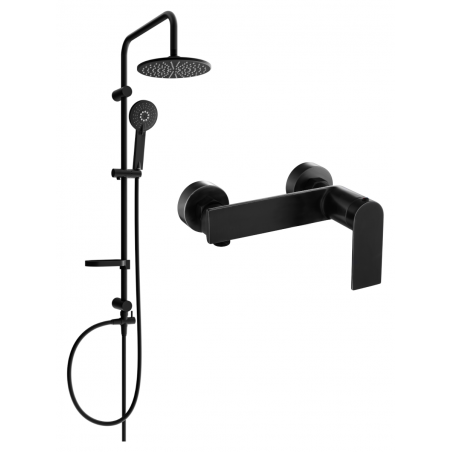 Mexen Carl Aufputz-Duschset mit Regenbrause und Duscharmatur Zero, schwarz - 71140240-70