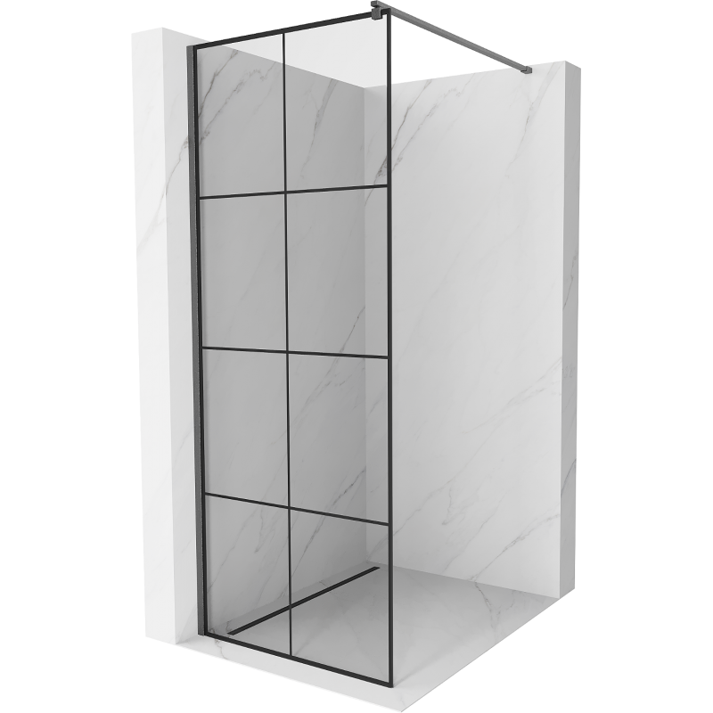 Mexen Kioto parete doccia Walk-in 80 x 200 cm, griglia nera 8 mm, grigio canna di fucile spazzolato - 800-080-101-66-77