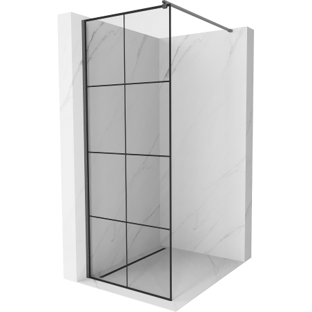 Mexen Kioto Walk-in Shower Wall 90 x 200 cm, black pattern 8 mm, gun gray brushed - 800-090-101-66-77