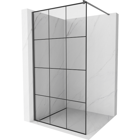 Mexen Kioto Walk-in Shower Wall 110 x 200 cm, Black Pattern 8 mm, Gun Gray Brushed - 800-110-101-66-77