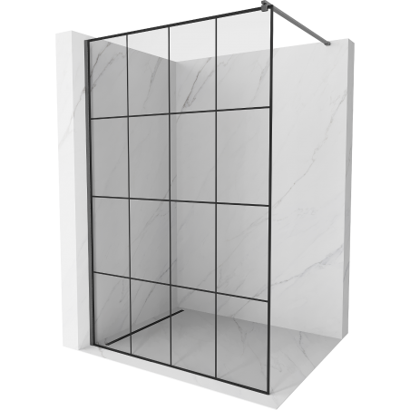 Mexen Kioto Duschwand Walk-in 150 x 200 cm, schwarzes Gitter 8 mm, gebürstet Gun Gray - 800-150-101-66-77