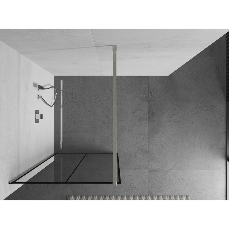Mexen Kioto ścianka prysznicowa Walk-in 80 x 200 cm, czarna kratka8 mm, nikiel szczotkowany - 800-080-101-97-77