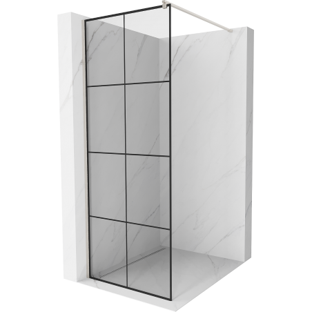 Mexen Kioto Duschwand Walk-in 80 x 200 cm, schwarzes Gitter 8 mm, gebürsteter Nickel - 800-080-101-97-77