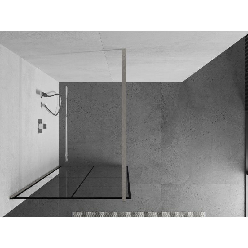 Mexen Kioto paroi de douche Walk-in 90 x 200 cm, grille noire 8 mm, nickel brossé - 800-090-101-97-77