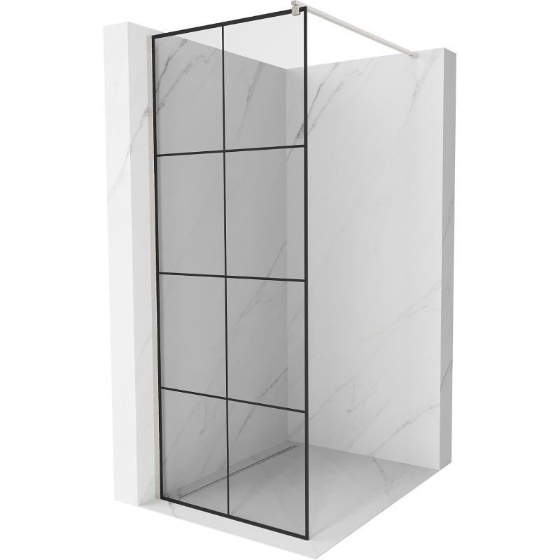 Mexen Kioto dušisein Walk-in 90 x 200 cm, must ruudustik 8 mm, harjatud nikkel - 800-090-101-97-77