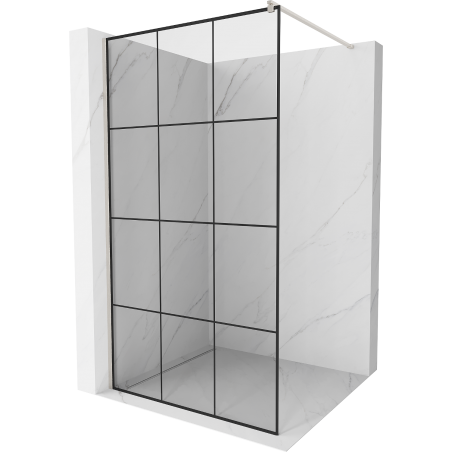 Mexen Kioto Duschwand Walk-in 100 x 200 cm, schwarzes Gitter 8 mm, gebürstetes Nickel - 800-100-101-97-77